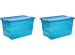 Organizer KEEEPER "cornelia", blau, B:39,5cm H:34cm T:59,5cm, Kunststoff, Aufbewahrungsboxen, Aufbewahrungsbox, 52 L, mit Deckel und Schiebeverschluss, Kunststoff