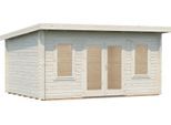 Gartenhaus PALMAKO "Lisa", beige (naturbelassen), Fußboden im Gartenhaus, ohne Dacheindeckung, Massivholz, Gartenhäuser, Gartenhaus, 14,2 m², mit Fußboden im Gartenhaus