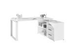 Carryhome Eckschreibtisch, Weiß Hochglanz, Holzwerkstoff, 3 Schublade(n) Schubladen, Freiform, Kufe, 75x140x170 cm, ISO 9001, Fsc, Stauraum, seitenverkehrt montierbar, Arbeitszimmer, Schreibtische, Eckschreibtische