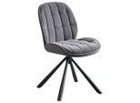 Livetastic Stuhl, Schwarz, Dunkelgrau, Holz, Metall, Textil, Eukalyptusholz, Sperrholz, X-Form, 47.5x62x85.5 cm, Sitzfläche 360° drehbar, Esszimmer, Stühle, Esszimmerstühle