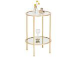 Beistelltisch , Goldfarben , Metall, Glas , rund , Rundrohr , 38x55x38 cm , Wohnzimmer, Wohnzimmertische, Beistelltische, Beistelltische Metall