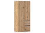 Rauch Möbel Drehtürenschrank , Eiche Artisan , Holzwerkstoff , 1 Fächer , 2 Schubladen , 91x197x54 cm , Blauer Engel, BQ - Bündnis für Qualität, Made in Germany , Schlafzimmer, Komplette Schlafzimmer und Serien, Schlafzimmerserien