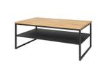Livetastic Couchtisch, Natur, Schwarz, Holz, Metall, Holzwerkstoff, Eiche, massiv, rechteckig, U-Form, 105x44x65 cm, Wohnzimmer, Wohnzimmertische, Couchtische