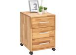 Linea Natura Rollcontainer, Wildeiche, Holz, Wildeiche, massiv, 3 Schublade(n) Schubladen, 40x56.7x42 cm, Beimöbel erhältlich, Arbeitszimmer, Container, Rollcontainer