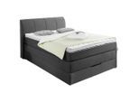 Carryhome Boxspringbett, Anthrazit, Textil, H2 + H3, 7-Zonen, Höhe ca. 20 cm, 140x200 cm, Topper durchgehend, Schlafzimmer, Betten, Boxspringbetten