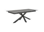 Esstisch, Schwarz, Dunkelgrau, Metall, Glas, Keramik, rechteckig, eckig, Sternfuß, 99.6x76x200-240 cm, ausziehbar, Esszimmer, Tische, Esstische, Glastische