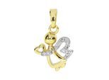 Kettenanhänger OSTSEE-SCHMUCK "Ostsee-Schmuck Anhänger Engel Anhänger Engel", gelb, Schmuckanhänger, Damen, 18 x 11mm, Gelbgold 333, 1,2 g, Kettenanhänger