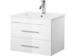 Waschtisch WELLTIME "Florenz Badschrank Badmöbel inkl. Waschbecken", weiß, B:61cm H:50cm T:46cm, MDF, Waschtische, Waschtisch, Waschplatz mit 2 Auszügen und Softclose Breite 60cm