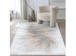 Teppich THE CARPET "Mila", grau, B:140cm H:8mm L:200cm, Polyester, Teppiche, Teppich, moderner Wohnzimmer Teppich elegant glänzender Flor
