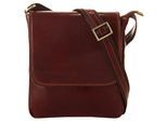 Umhängetasche PIKÉ, Mädchen, Gr. B/H/T: 23cm x 21cm x 4cm onesize, braun, Leder, beschichtet, glänzend, Taschen Umhängetasche, echt Leder, Made in Italy