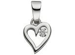 Herzanhänger JOBO "Anhänger Kleines Herz", silber (silber 925, weiß), Schmuckanhänger, Damen, Silber 925 (Sterlingsilber), 925 Silber mit Zirkonia