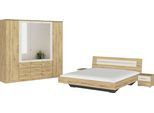Schlafzimmer-Set RAUCH "Komplettschlafzimmer Schlafzimmer BURANO mit Schrank in 3 Breiten", eiche artisan, champagner, mit Schrank 5-trg. + ohne Matratze, B/H: 180cm x 200cm,mit Schrank 5-trg., Holzwerkstoff, Schlafzimmermöbel-Sets, Bett 180x200 cm und 2 Nachttischen MADE IN GERMANY