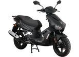 Motorroller ALPHA MOTORS "Mustang FI", schwarz (mattschwarz), Motorroller, 45 km/h, mit USB-Anschluss und Lenkerschloss, sportliches Design, B:67cm H:114cm L:193cm