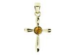 Kettenanhänger OSTSEE-SCHMUCK "Ostsee-Schmuck Anhänger Kreuz 24 x 16 Anhänger Kreuz 24 x 16", gelb, Schmuckanhänger, Damen, 29 x 16mm, Silber 925 (Sterlingsilber), 0,9 g, Kettenanhänger