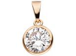 Runder Anhänger JOBO, rosa (roségoldfarben), Schmuckanhänger, Damen, Silber 925 (Sterlingsilber), rund 925 Silber roségold vergoldet mit Zirkonia