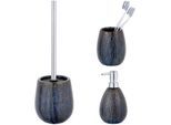 Badaccessoire-Set "»Ronta«", braun, strukturiert, Edelstahl, Keramik, SCHÖNER WOHNEN-KOLLEKTION, Badaccessoires-Sets, aus Keramik, mit Zahnputzbecher, Seifenspender und WC-Garnitur