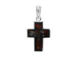 Kettenanhänger OSTSEE-SCHMUCK "Ostsee-Schmuck Anhänger Kreuz 24 x 19 mm", weiß, Schmuckanhänger, Damen, 37x19mm, Silber 925 (Sterlingsilber), 4,2 g, Kettenanhänger