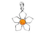 Kettenanhänger OSTSEE-SCHMUCK "Ostsee-Schmuck Anhänger Blüte Anhänger Blüte", weiß, Schmuckanhänger, Damen, 33x24mm, Silber 925 (Sterlingsilber), 1,7 g, Kettenanhänger