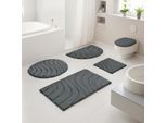 Badematte OTTO HOME "Levii, Badvorleger, Badezimmer Teppich, sehr weich", anthrazit, H:20mm, Polyester, Badematten, Badematte, Hoch-Tief-Effekt, weiche Haptik, Made in Europe