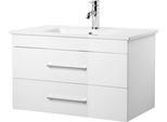 Waschtisch WELLTIME "Florenz Badmöbel Badschrank mit Waschbecken", weiß (weiß, weiß), B:81cm H:50cm T:46cm, MDF, Waschtische, Waschtisch, Waschplatz mit 2 Auszügen und Softclose Breite 80cm