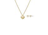 Ohrring und Ketten Set FOSSIL "Mulitpack Schmuck Geschenk Edelstahl JEWELRY", gold (gelbgoldfarben, kristallweiß, kristallweiß), Schmuck_Sets, Damen, Edelstahl, glitzernd, glänzend, mit Glasstein