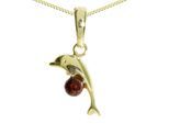 Kette mit Anhänger OSTSEE-SCHMUCK "Ostsee-Schmuck Kette mit Anhänger Delphin" Gr. 42, gold, Halsketten, Damen, 42cm, Gelbgold 333, L: 42
