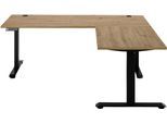 Eckschreibtisch BEGA OFFICE "Ben", braun (artisan eiche, schwarz, artisan eiche), B:180cm H:74cm T:177cm, Tische, Eckschreibtisch, elektrisch höhenverstellbarer Desk mit 4 Memory Tasten, 180x177 cm