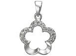 Kettenanhänger JOBO "Anhänger Blume", silber (silber 925, weiß), Schmuckanhänger, Damen, Silber 925 (Sterlingsilber), Kettenanhänger, 925 Silber mit 14 Zirkonia