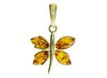 Kettenanhänger OSTSEE-SCHMUCK "Ostsee-Schmuck Anhänger Schmetterling Anhänger Schmetterling", gelb, Schmuckanhänger, Damen, 25 x 18mm, Silber 925 (Sterlingsilber), 2,6 g, Kettenanhänger