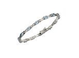 Armband ZEEME "Silber 925 rhodiniert 19cm lang mit 14x Blautopas (beh.)", weiß, Armbänder, Damen, 19cm, Silber 925 (Sterlingsilber), glänzend, Armband
