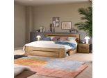 Schlafzimmer-Set HOME AFFAIRE "REHAT, 3-teilig, bestehend aus: Stauraumbett & 2x Nachtkommode", eiche artisan, grau, ohne Matratze, B/H: 180cm x 200cm, Schlafzimmermöbel-Sets, Rehat, Schlafzimmerset, Bett 180x200 cm, Nachttische