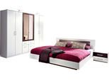 Schlafzimmer-Set RAUCH "Komplettschlafzimmer Schlafzimmer BURANO mit Schrank in 3 Breiten", weiß (alpinweiß, graumetallic), mit Schrank 4-trg. + ohne Matratze, B/H: 180cm x 200cm,mit Schrank 4-trg., Holzwerkstoff, Schlafzimmermöbel-Sets, Bett 180x200 cm und 2 Nachttischen MADE IN GERMANY