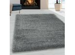 Hochflor-Teppich AYYILDIZ TEPPICHE "FLUFFY 3500", grau (hellgrau), B:80cm H:50mm L:150cm, Polypropylen (PP), Teppiche, Langflor, Shaggy, uni, robust, auch in rund erhältlich, Wohnzimmer
