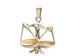 Kettenanhänger OSTSEE-SCHMUCK "Ostsee-Schmuck Anhänger Tierkreiszeichen Waage", gelb, Schmuckanhänger, Damen, 25 x 17mm, Gelbgold 333, 1,5 g, Kettenanhänger