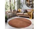 Teppich AYYILDIZ TEPPICHE "SKY 5400", braun, H:7mm Ø:120cm, Polyester, Teppiche, Teppich, Besonders weich / Softfllor / waschbar