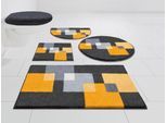 Badematte GRUND "Paxos" Gr. 4, gelb (gelb, grau), H:20mm, Polyacryl, Badematten, Badematte, geometrisches Design, modern, flauschig, softer Flor, Made in Europe