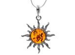 Kette mit Anhänger OSTSEE-SCHMUCK "Ostsee-Schmuck Kette mit Anhänger Sonne 30 mm" Gr. 42, silber, Halsketten, Damen, 42cm, Silber 925 (Sterlingsilber), L: 42