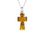 Kette mit Anhänger OSTSEE-SCHMUCK "Ostsee-Schmuck Kette mit Anhänger Kreuz 28 x 16 mm" Gr. 42, silber, Halsketten, Damen, 42cm, Silber 925 (Sterlingsilber), L: 40