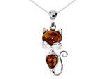 Kette mit Anhänger OSTSEE-SCHMUCK "Ostsee-Schmuck Kette mit Anhänger Katze Kette mit Anhänger Katze" Gr. 42, silber, Halsketten, Damen, 42cm, Silber 925 (Sterlingsilber), L: 42