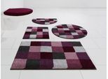 Badematte GRUND "Mosaik, Badvorleger, Badezimmer Teppich, sehr weich" Gr. 1, lila (beere), H:20mm, Kunstfaser, Badematten, Badematte, angenehm weich, auch als 3 teiliges Set erhältlich, Made in Europe