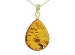 Kette mit Anhänger OSTSEE-SCHMUCK "Ostsee-Schmuck Kette mit Anhänger Tropfen flach, ca. 22 mm lang" Gr. 42, gold, Halsketten, Damen, 42cm, Silber 925 (Sterlingsilber), L: 42