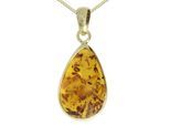 Kette mit Anhänger OSTSEE-SCHMUCK "Ostsee-Schmuck Kette mit Anhänger Classic Tropfen 21 x 14 mm" Gr. 50, gold, Halsketten, Damen, 50cm, Silber 925 (Sterlingsilber), L: 42