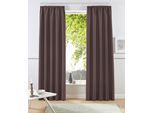 Vorhang MY HOME "Raja, Gardinen mit Kräuselband, Vorhänge Wohnzimmer" Gr. 5, braun, B:140cm H:265cm, Polyester, Recyceltes Material, Gardinen, 2er-Set, Bestseller, einfarbig, modern, pflegeleicht, Mikrofaser