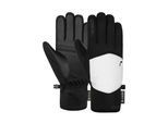 Skihandschuhe REUSCH "Amira GORE-TEX", Damen, Gr. 6,5, schwarz-weiß (schwarz, weiß), 55% Polyester, 28% Polyamid, 10% Ziegenleder, 7% Elasthan, mehrfarbig, Handschuhe, mit wasserdichter und atmungsaktiver Membran