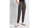 Jogger Pants STREET ONE, Damen, Gr. 46, Länge 30, braun (deep roast braun), Jersey, 76% Polyester, 24% Viskose, unifarben, loose fit lang, Hosen, Middle Waist