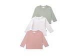 Langarmshirt LILIPUT "weiß, schilf und rosé", Mädchen, Gr. 74/80, bunt (mehrfarbig), 100% Baumwolle, unifarben, normal, Rundhals, Shirts Langarmshirt, mit Druckknöpfen auf der Schulter