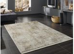 Teppich OCI DIE TEPPICHMARKE "BESTSELLER CAVA", beige (beige, goldfarben), B:300cm H:8mm L:400cm, Kunstfaser, Viskose, Teppiche, Teppich, Glanz Viskose, mit Fransen, Hoch Tief Struktur, Vintage, Wohnzimmer