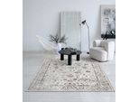 Teppich THE CARPET "Mila", beige (creme), B:240cm H:8mm L:340cm, Polyester, Teppiche, Teppich, moderner Wohnzimmer Teppich elegant glänzender Flor