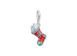 Charm-Einhänger THOMAS SABO "Weihnachtssocken", rot (silberfarben, rot, grün, blau, pink, kristallweiß, kristallweiß), Charms, Damen, Silber 925 (recycelt), mit Zirkonia (synth.)