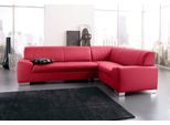 Ecksofa DOMO COLLECTION "Alisson, zeitlose Optik, flache Armlehnen, L-Form", rot, B:249cm H:75cm T:181cm, Microfaser aus 100% Polyester;Softlux, das pflegeleichte Kunstleder aus 80% PVC, 18% Polyester und 2% Polyurethan;Strukturstoff aus 90% Polyester und 10% Polyacryl, Sofas, Ecksofa, fester Sitzkomfort, wahlweise mit Bettfunktion